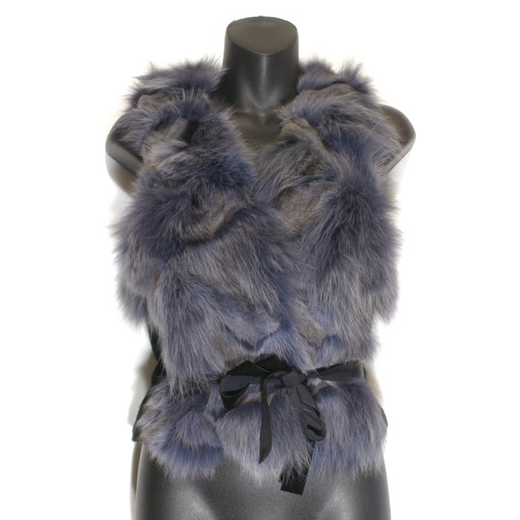 Lilyen 100% Fox Fur Tie-Front Vest - Picture 1 of 8